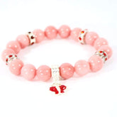 Pink Carnielan Heart Charms Agate Stretch Bracelets - FashionByTeresa